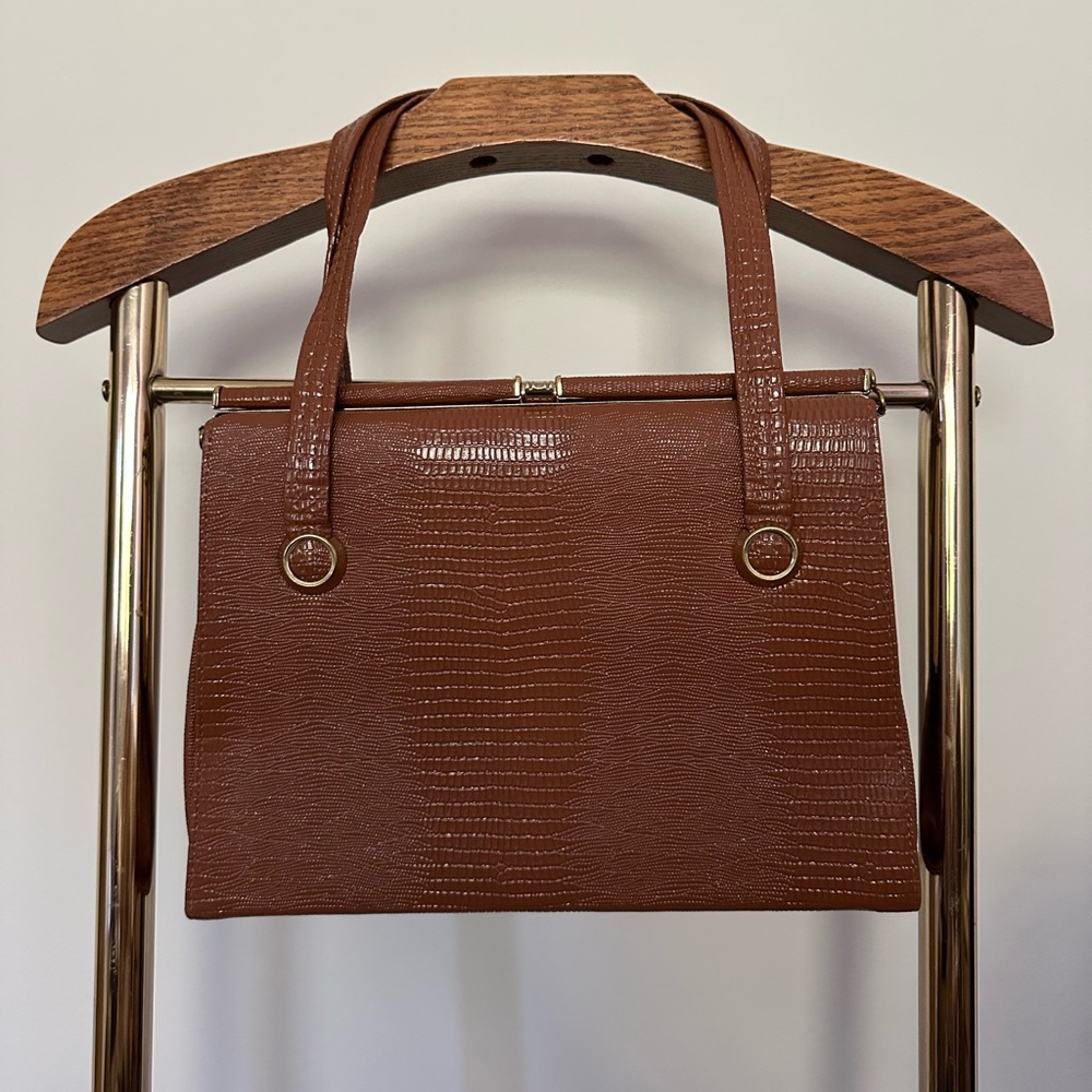 Vintage 1950s faux croc swagger bag